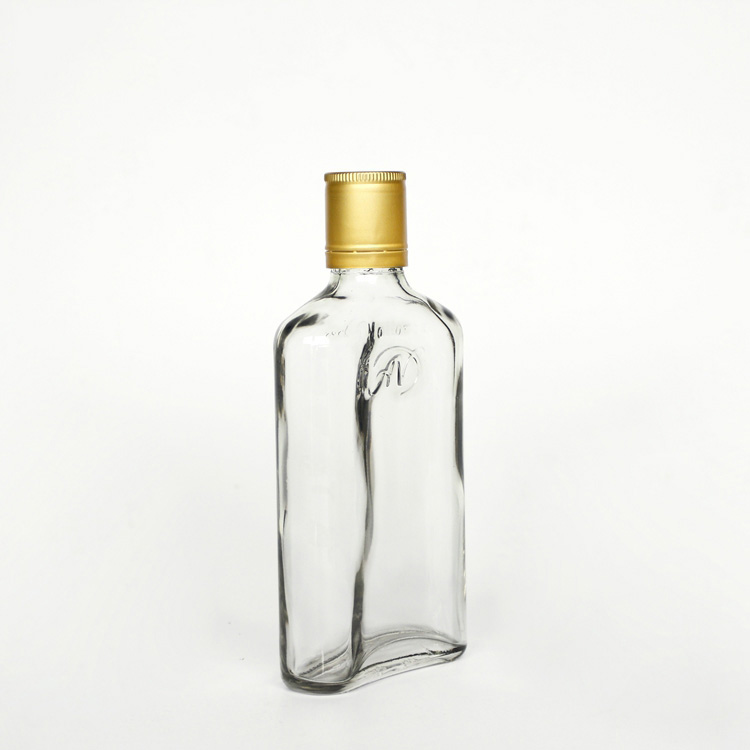 Flat Mini 50ml 10cl 20cl Glass Hip Flask Alcohol Liquor Bottle For Sale With Aluminium Lid