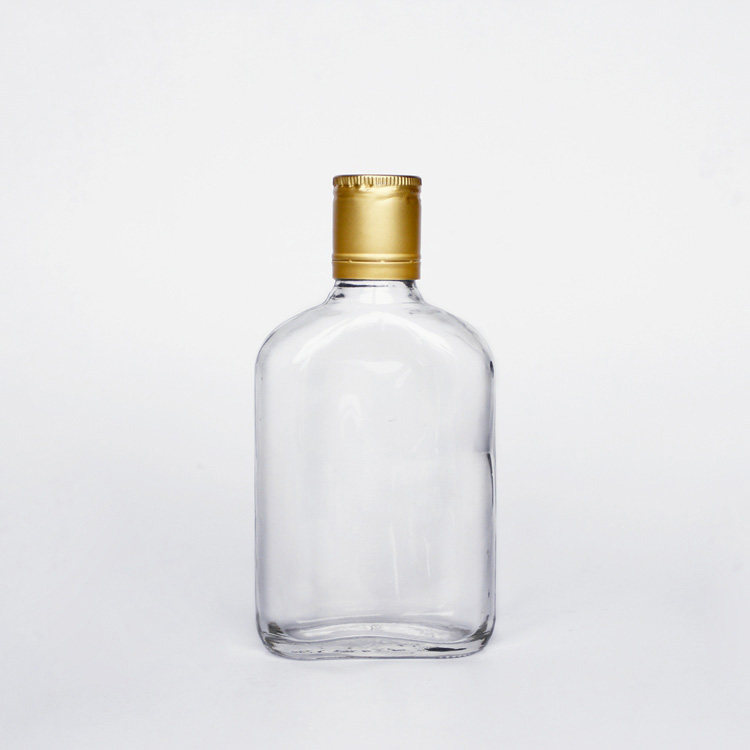 Flat Mini 50ml 10cl 20cl Glass Hip Flask Alcohol Liquor Bottle For Sale With Aluminium Lid