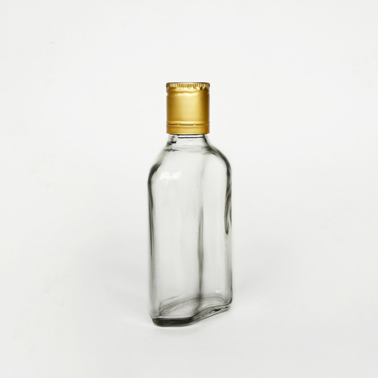 Flat Mini 50ml 10cl 20cl Glass Hip Flask Alcohol Liquor Bottle For Sale With Aluminium Lid
