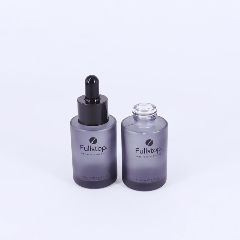 Flat Shoulder Glass Serum Pipette Bottle 30ml 40ml 50ml Cylinder frosted White Smooth Dropper Oil Bottle