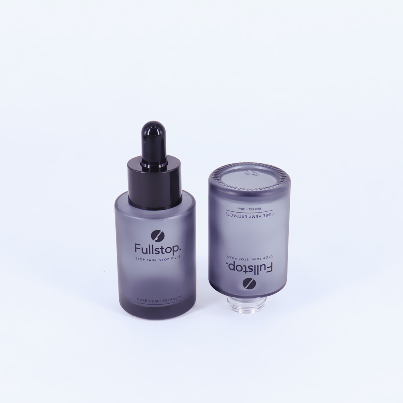 Flat Shoulder Glass Serum Pipette Bottle 30ml 40ml 50ml Cylinder frosted White Smooth Dropper Oil Bottle