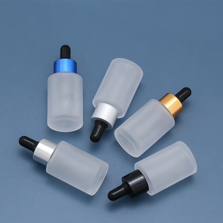Flat Shoulder Glass Serum Pipette Bottle 30ml 40ml 50ml Cylinder frosted White Smooth Dropper Oil Bottle