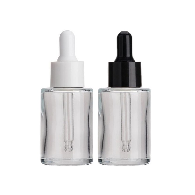 Flat Shoulder Glass Serum Pipette Bottle 30ml 40ml 50ml Cylinder frosted White Smooth Dropper Oil Bottle