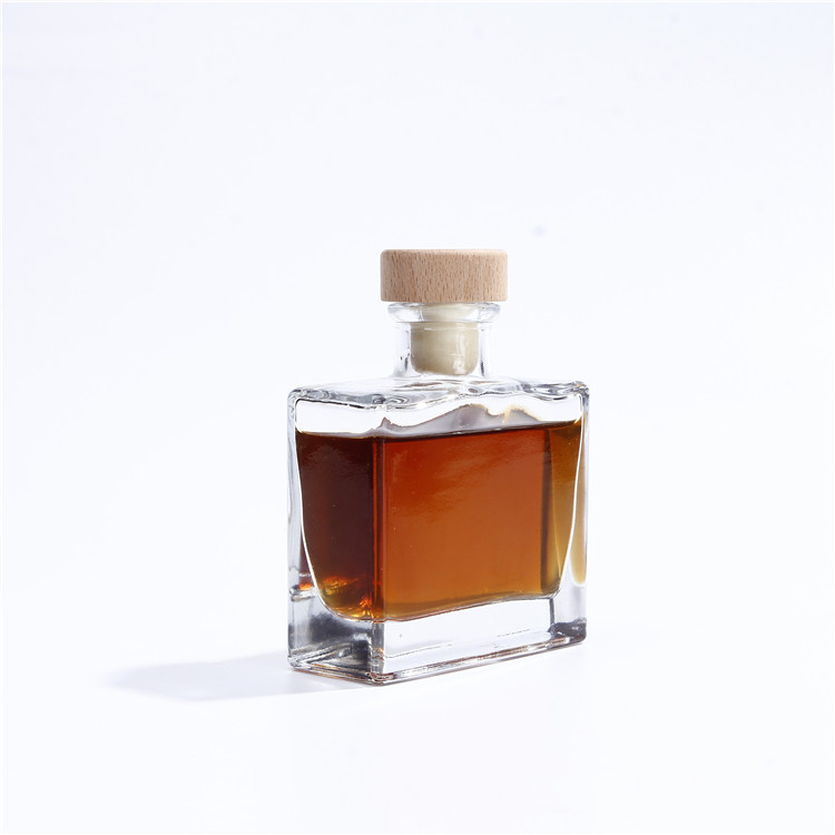Flat Square 100ml Glass Bottle Flask with Cork Lid