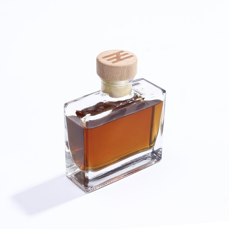 Flat Square 100ml Glass Bottle Flask with Cork Lid
