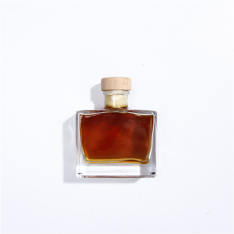 Flat Square 100ml Glass Bottle Flask with Cork Lid