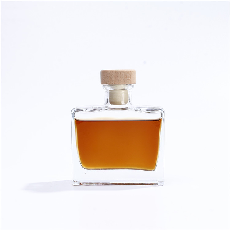 Flat Square 100ml Glass Bottle Flask with Cork Lid
