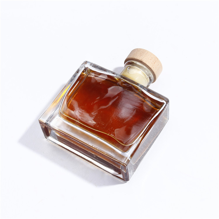 Flat Square 100ml Glass Bottle Flask with Cork Lid