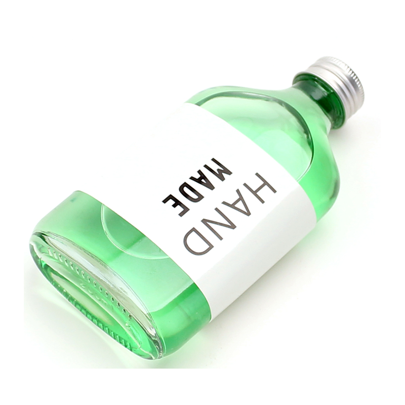 Flat Square Flask Glass Liquor Vodka Whisky Wine Bottle Juice Beverage Bottle With Cap