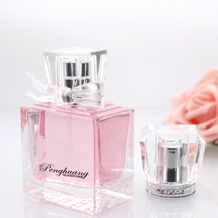 Flat Square Shaped 100ml Glass Perfume Spray Bottle With Aluminum Cap