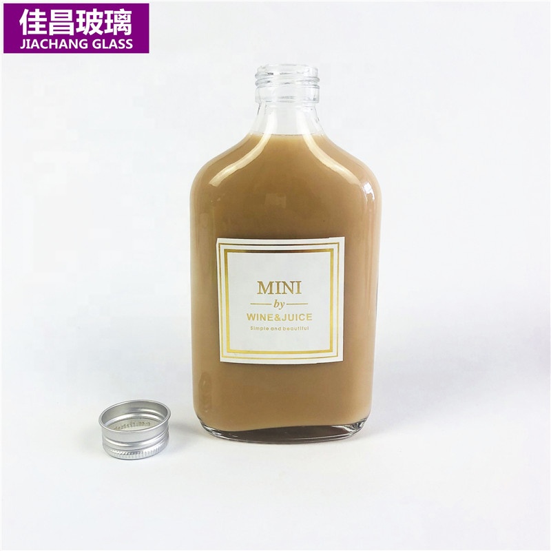 Flat Wine Bottle 50ml 100ml 200ml 250ml 350ml 500ml Glass Beverage Juice Bottle with Lid