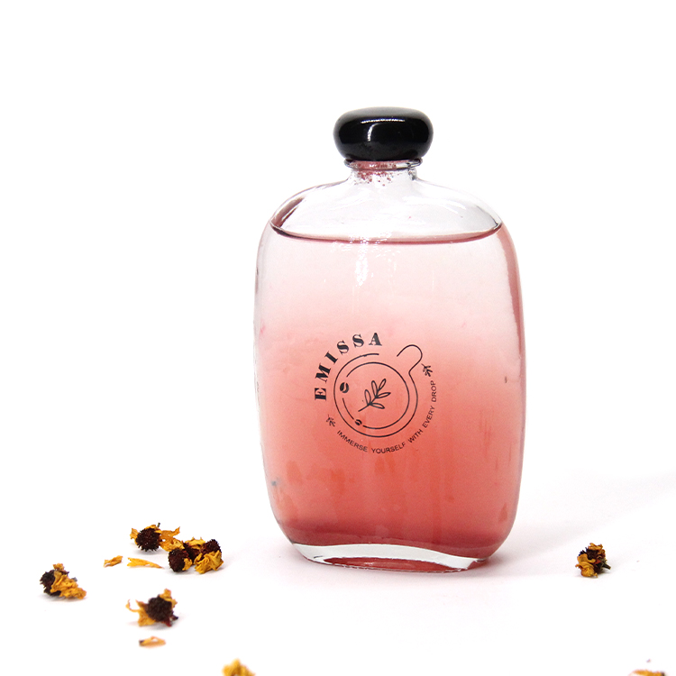 Flat Wine Bottle 50ml Glass Beverage Juice Bottle with Lid