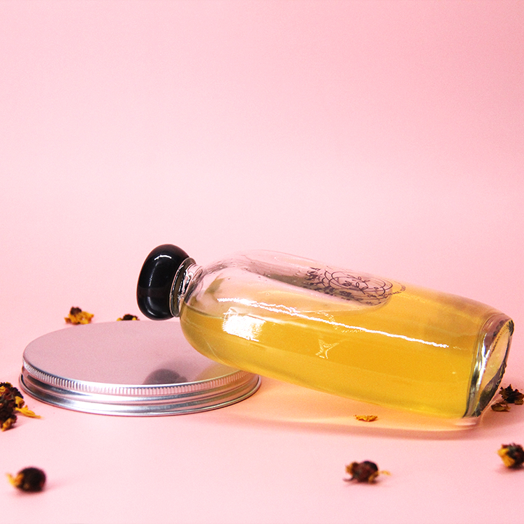 Flat Wine Bottle 50ml Glass Beverage Juice Bottle with Lid