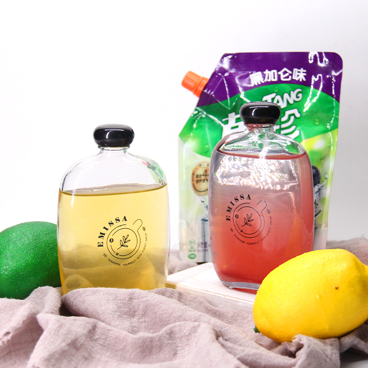 Flat Wine Bottle 50ml Glass Beverage Juice Bottle with Lid