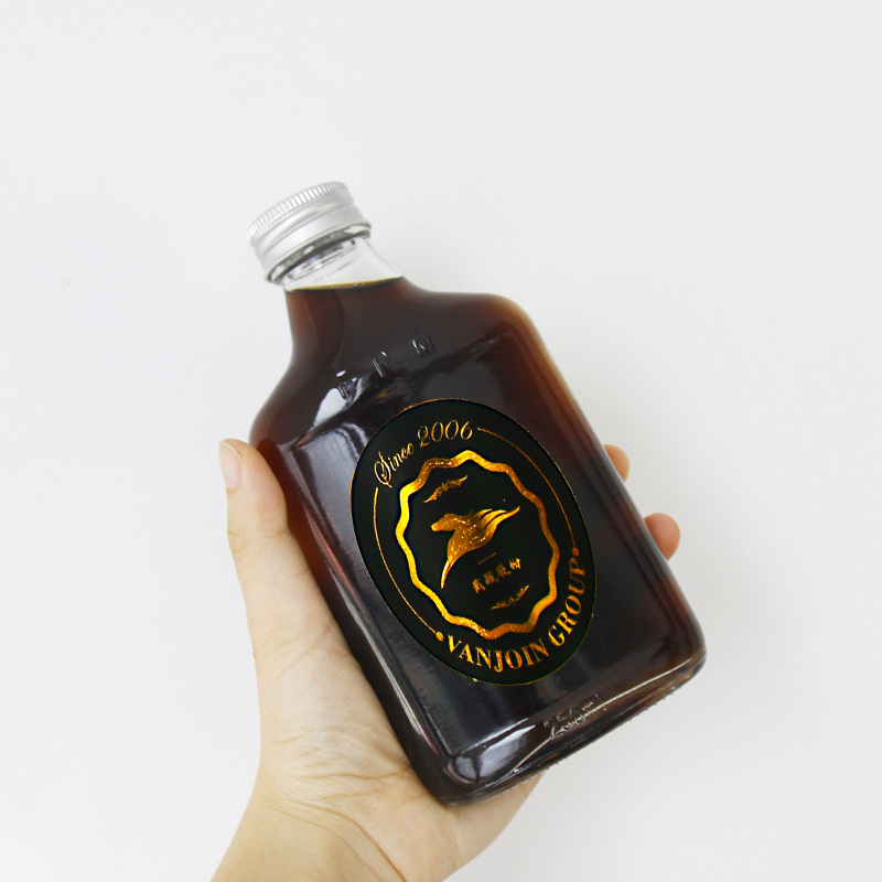 Flat flask Shape With Aluminum Lid  For Iced Cold Brew Coffee 100ml 200ml 350ml Glass Bottle