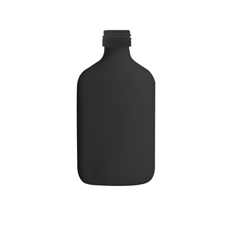 Flat shape 200ml painting surface glass liquor bottle