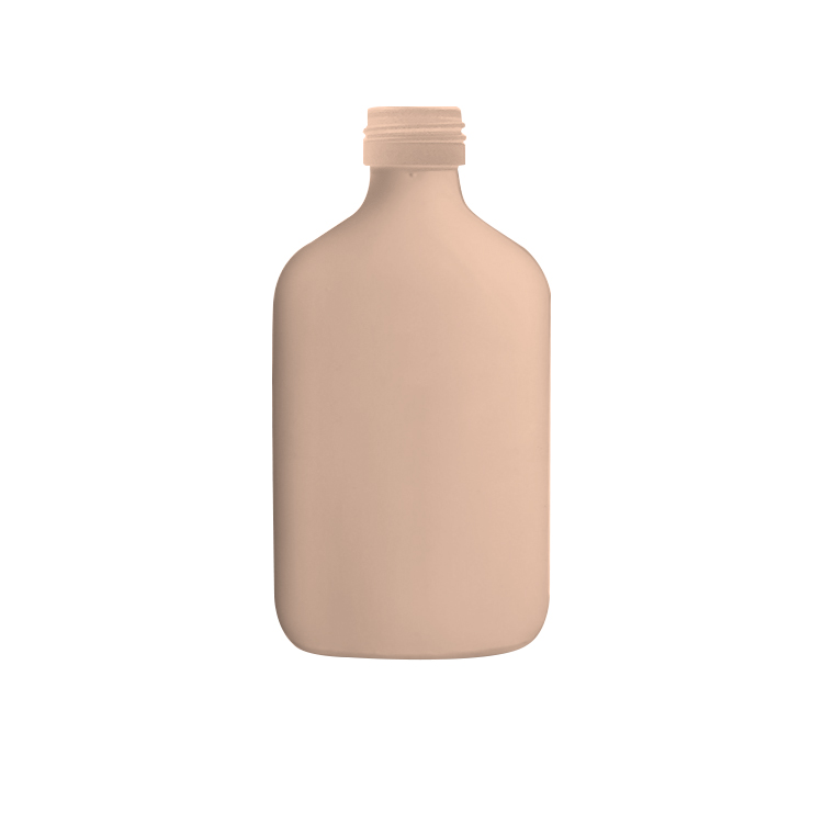 Flat shape 200ml painting surface glass liquor bottle