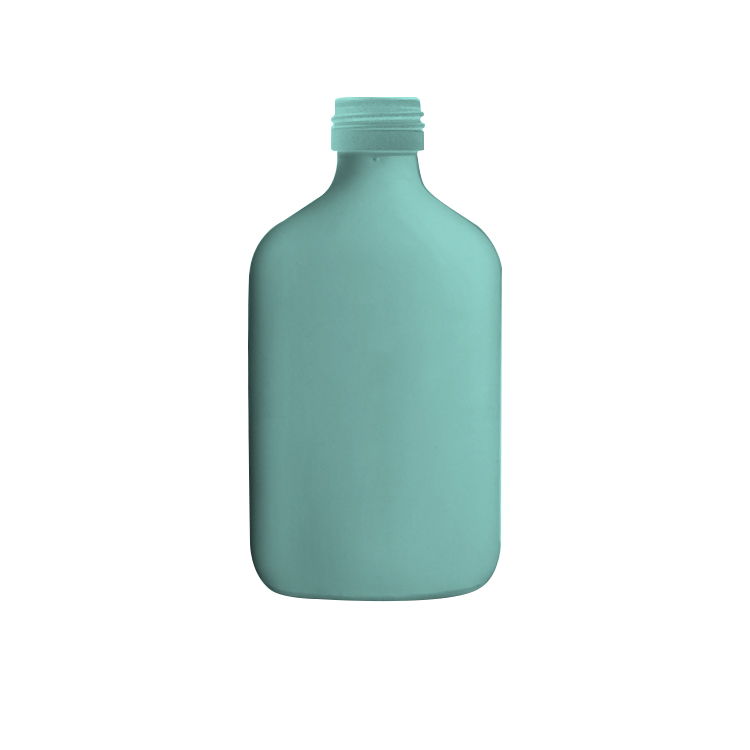 Flat shape 200ml painting surface glass liquor bottle