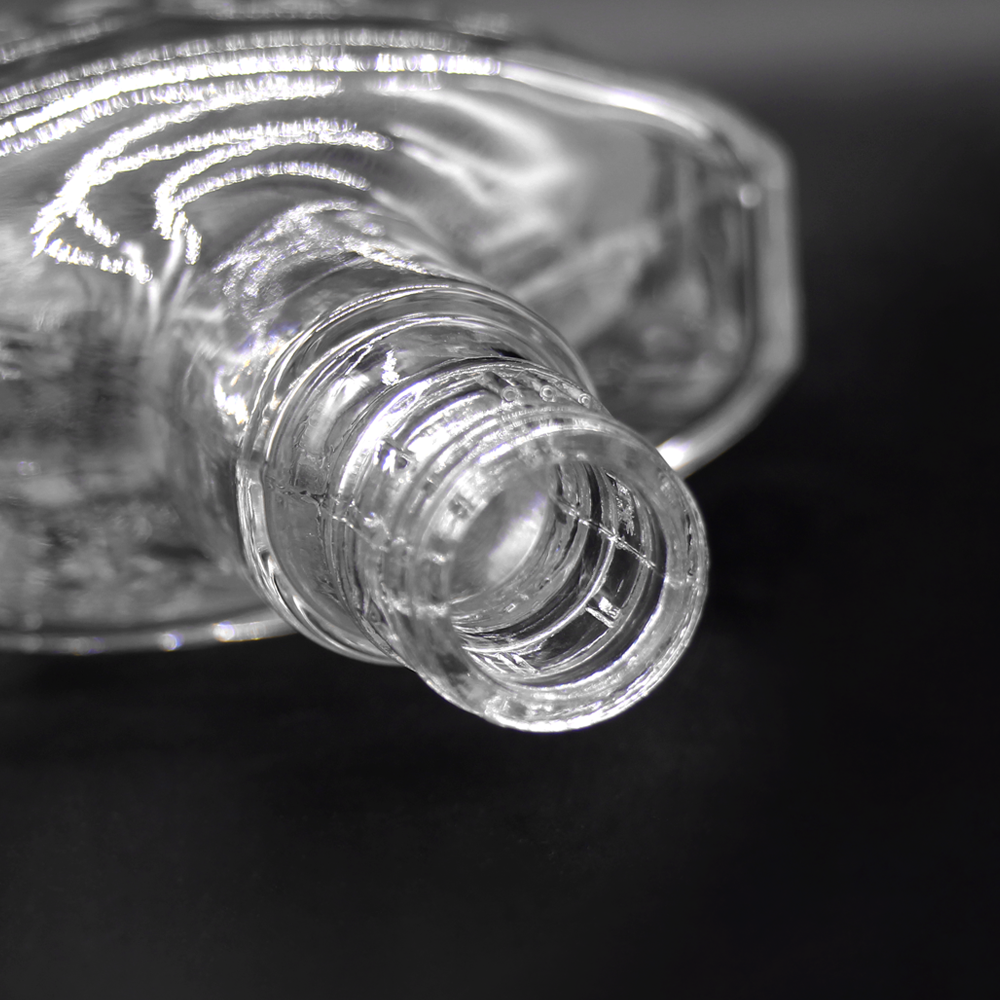 Flat shape frosted whisky glass bottle 1000ml bottle whiskey