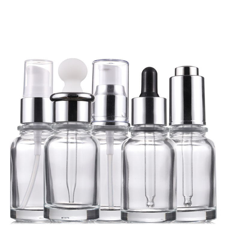 Flat shoulder 30ml 1oz 50ml clear flat shoulder square essential oil glass dropper bottle with golden lid for cosmetic 10ml