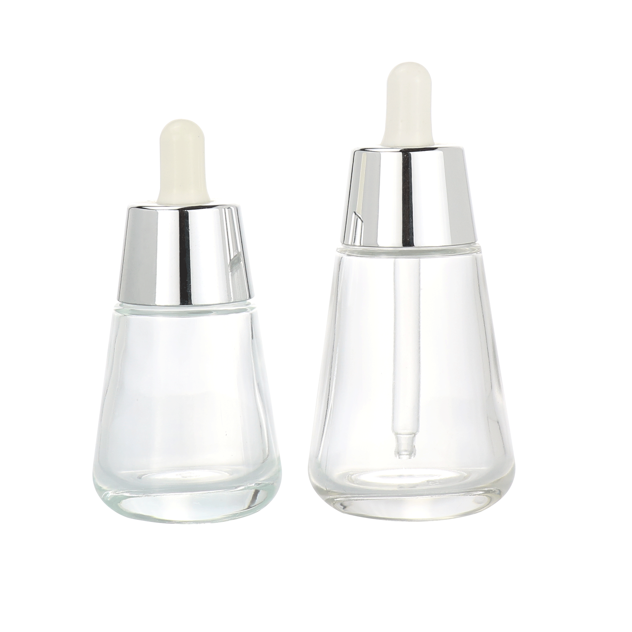 Flat shoulder dropper bottle 20ml 30ml 40ml clear e liquid round dropper bottle with rose gold lid