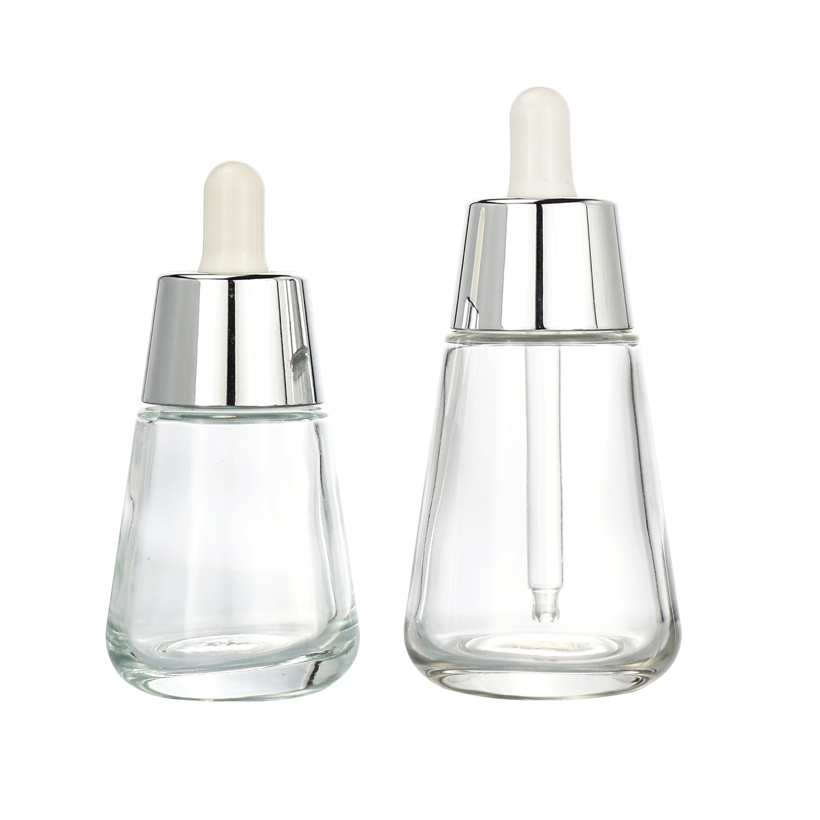 Flat shoulder dropper bottle 20ml 30ml 40ml clear e liquid round dropper bottle with rose gold lid