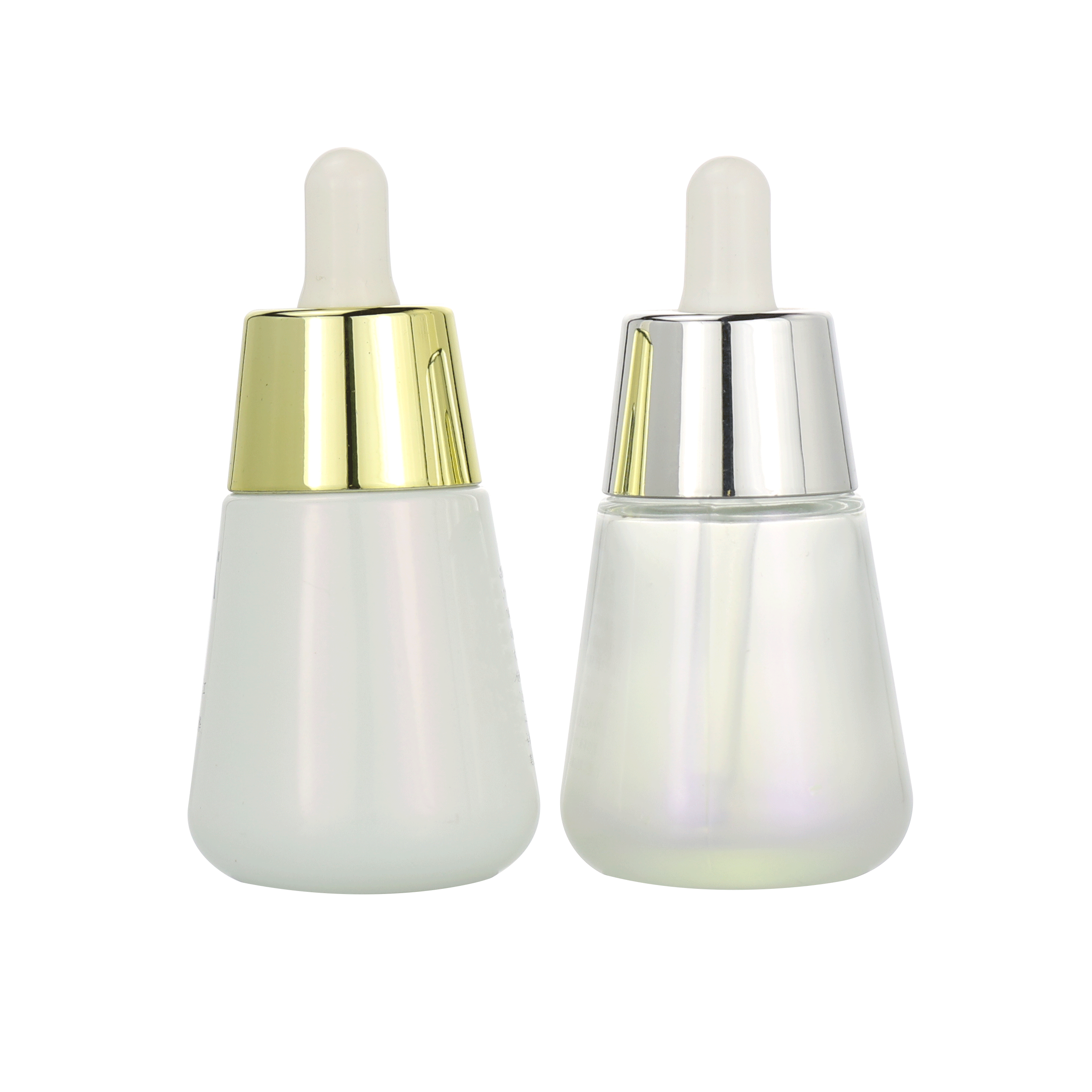 Flat shoulder dropper bottle 20ml 30ml 40ml clear e liquid round dropper bottle with rose gold lid
