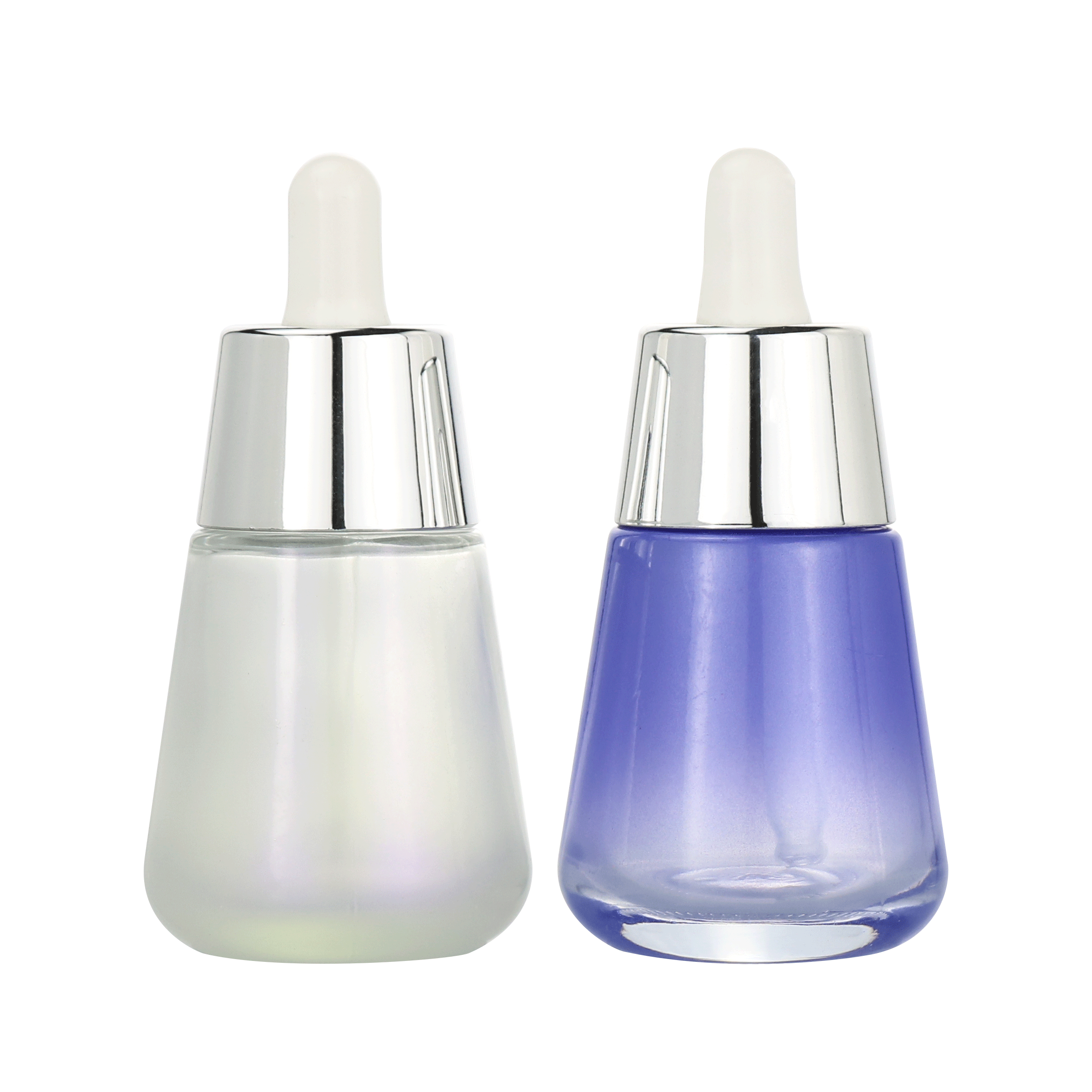 Flat shoulder dropper bottle 20ml 30ml 40ml clear e liquid round dropper bottle with rose gold lid