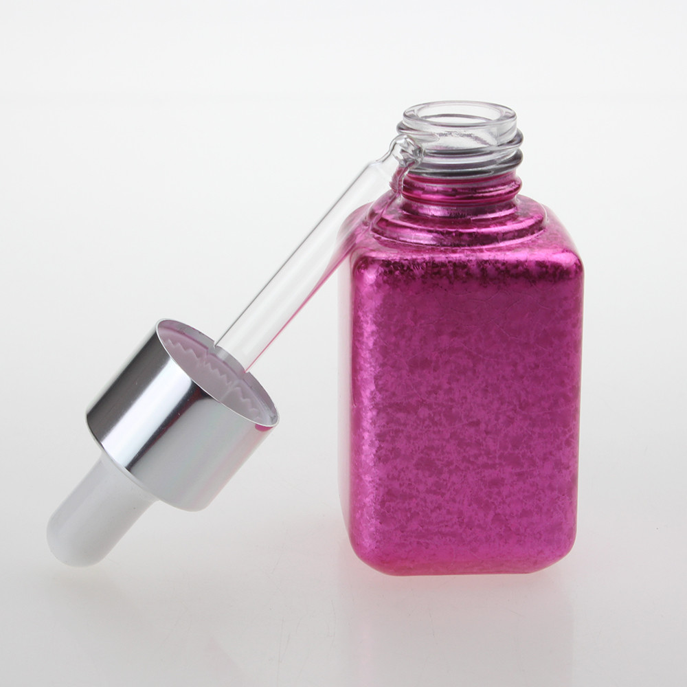 Flat shoulder dropper bottle white blue frosted glass dropper bottles rectangle flat eye dropper bottle 100ml 50ml 30ml for oil