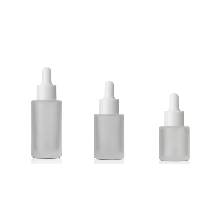 Flat shoulder essential oil packaging 30ml frosted glass bottle with dropper pipette