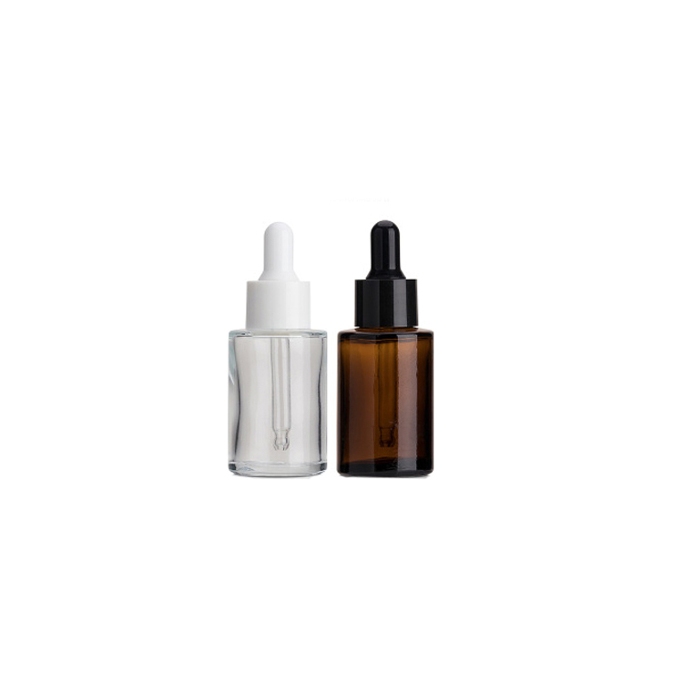 Flat shoulder essential oil packaging 30ml frosted glass bottle with dropper pipette