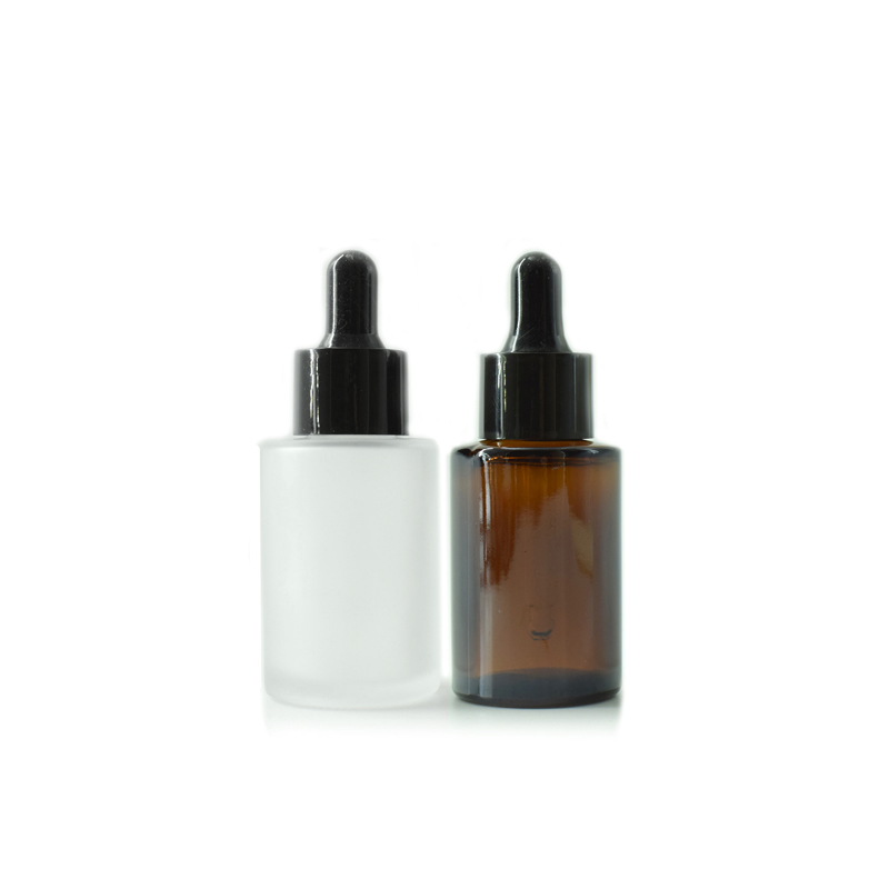 Flat shoulder essential oil packaging 30ml frosted glass bottle with dropper pipette