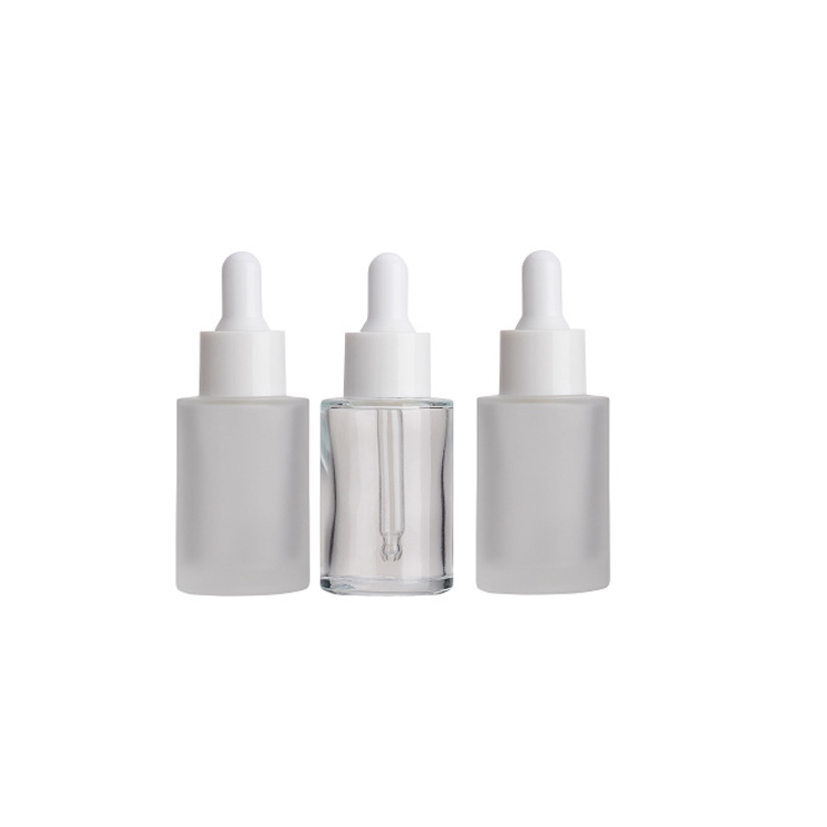 Flat shoulder essential oil packaging 30ml frosted glass bottle with dropper pipette