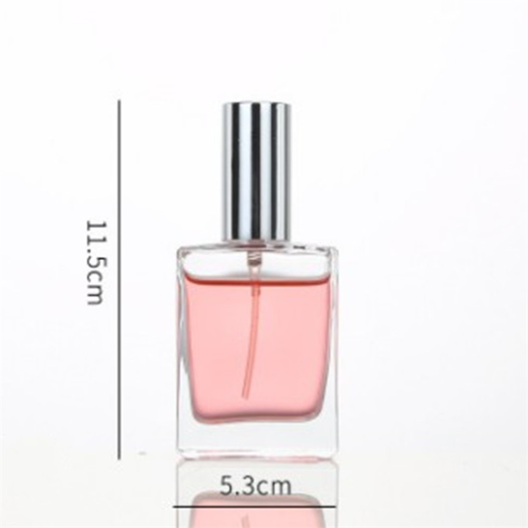 Flat square High-grade perfume glass bottle with pump head 30ml 50ml 100ml