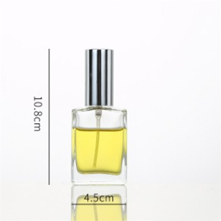 Flat square High-grade perfume glass bottle with pump head 30ml 50ml 100ml