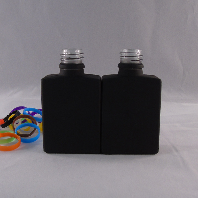 Flat square frosted black serum dropper bottle 30ml