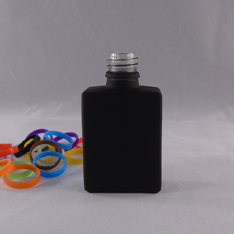 Flat square frosted black serum dropper bottle 30ml