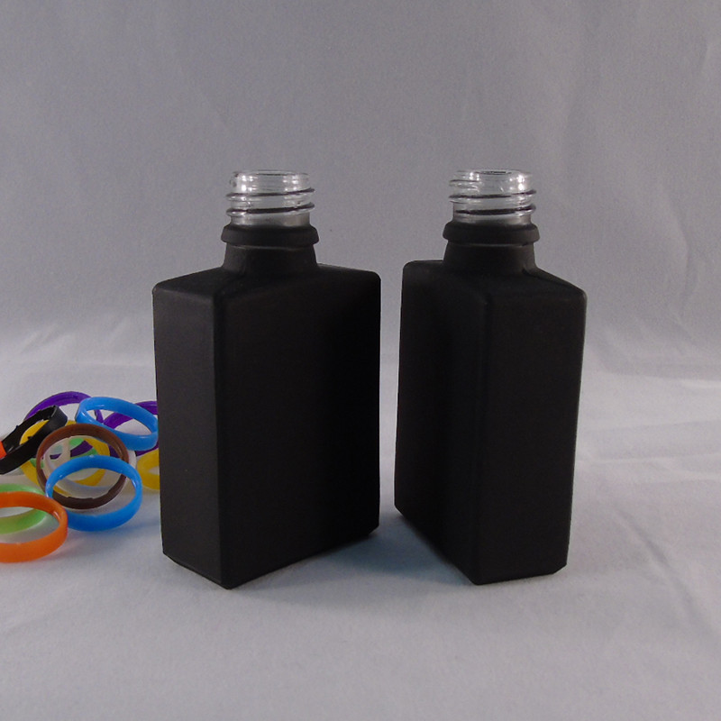 Flat square frosted black serum dropper bottle 30ml