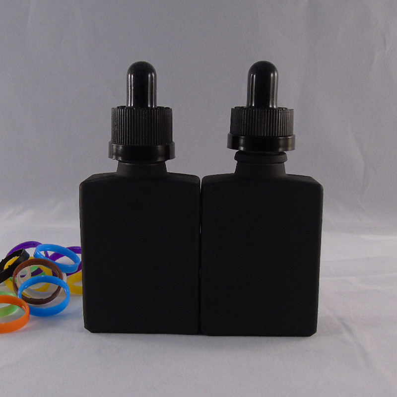 Flat square frosted black serum dropper bottle 30ml