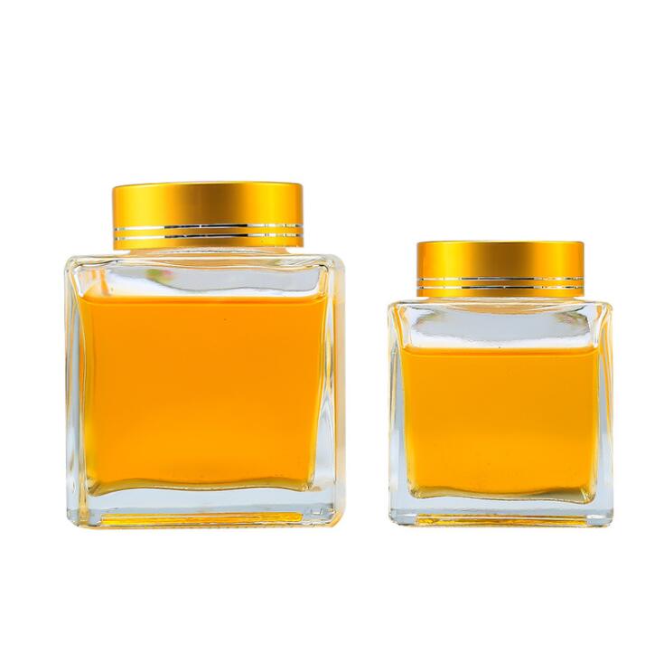 Flat square honey bottle high white glass bird's nest bottle pickles pepper jar sealed bottle coarse grain storage jar