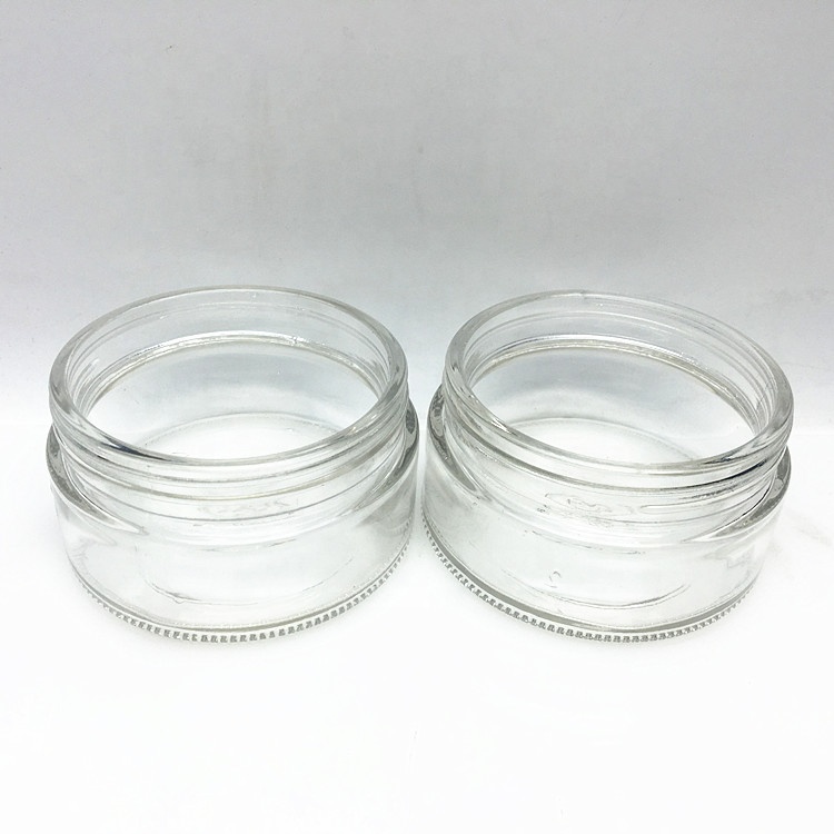 Flat wide mouth 200ml glass fruit jam preserving jar with screw plastic lid