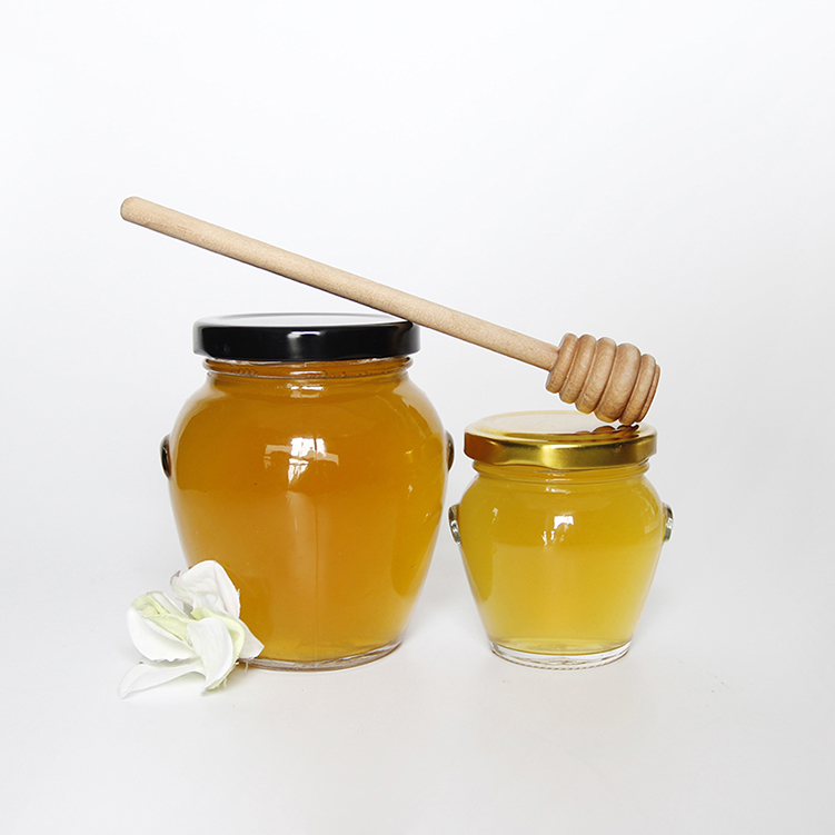 Flint empty round glass orcio honey packaging jars with gold lid