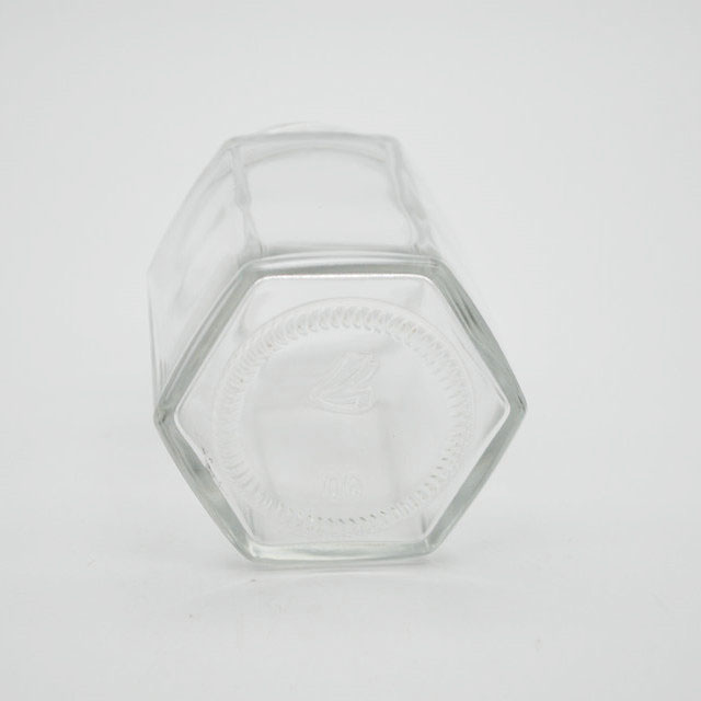 Flint hexagon shaped honey jam jar glass wholesale 100ml