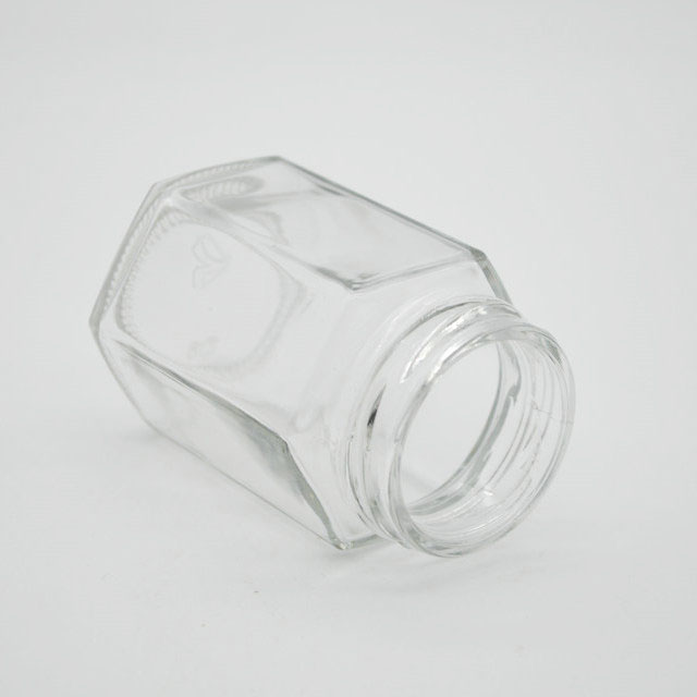 Flint hexagon shaped honey jam jar glass wholesale 100ml