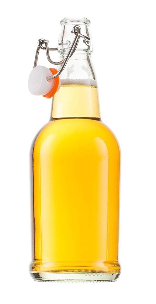 Flip Top Bottles For Kombucha, Kefir, Beer - Clear Color 16oz Size Leak Proof With Easy Caps