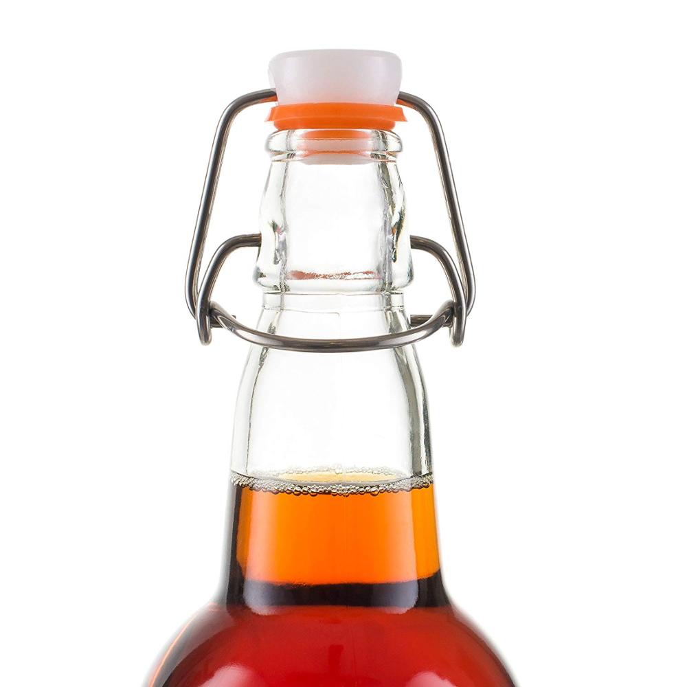 Flip Top Bottles For Kombucha, Kefir, Beer - Clear Color 16oz Size Leak Proof With Easy Caps