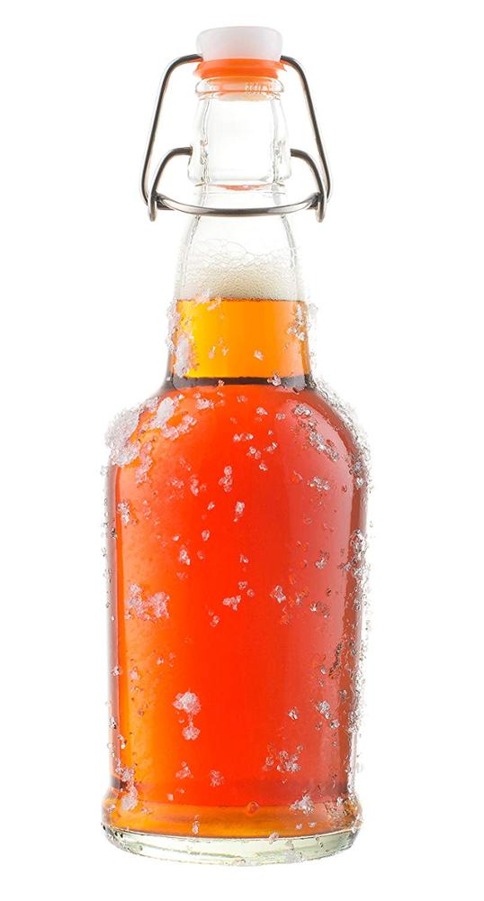 Flip Top Bottles For Kombucha, Kefir, Beer - Clear Color 16oz Size Leak Proof With Easy Caps