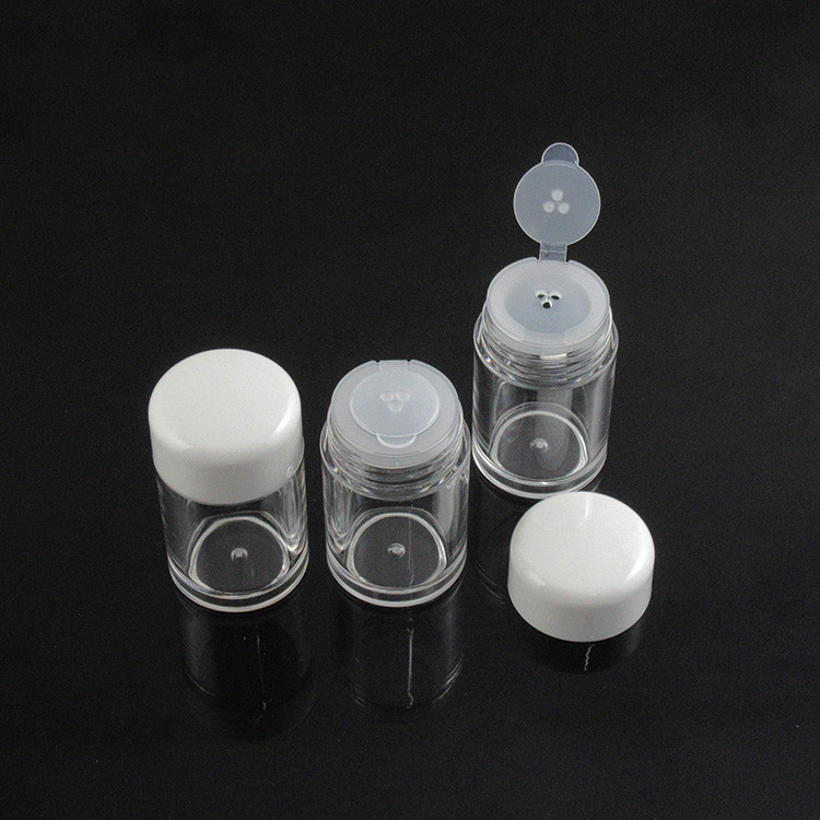 Flip open white lid loose powder container loose powder jar loose powder container with sifter