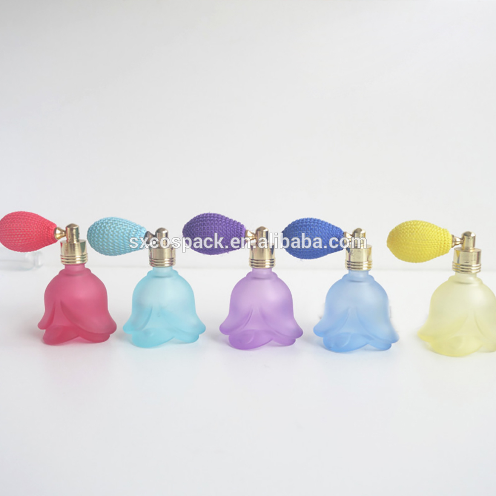 Flower Shape 15ml Matte Colorful Airbag Perfume Bottle, Fragrance Oil Bottle Cosmetic Travel Makeup Glass Bottle