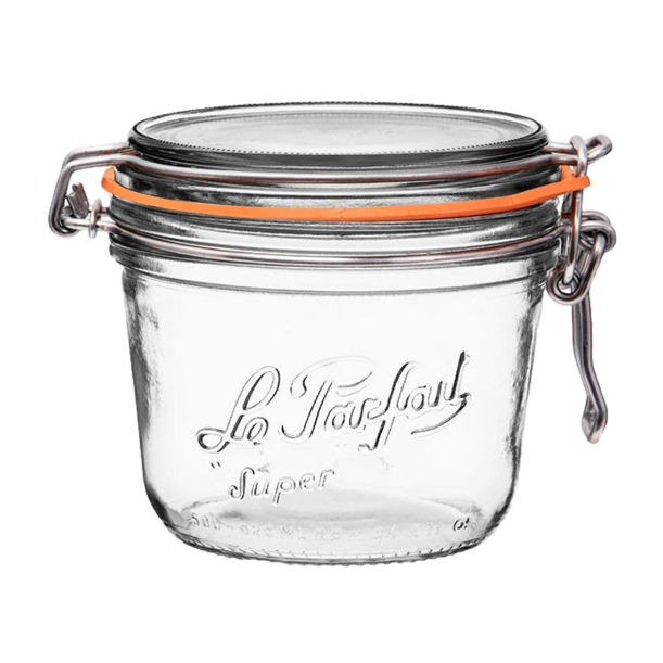 Foie Gras Glass Jar Stainless Steel Wire Wide Mouth French with Straight Bodies Glass Lids Rubber Seals 125ml 4oz